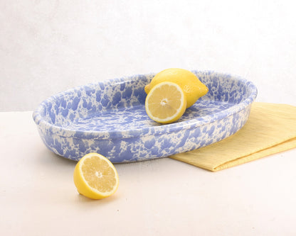 Morning Glory Blue Oval Baker.