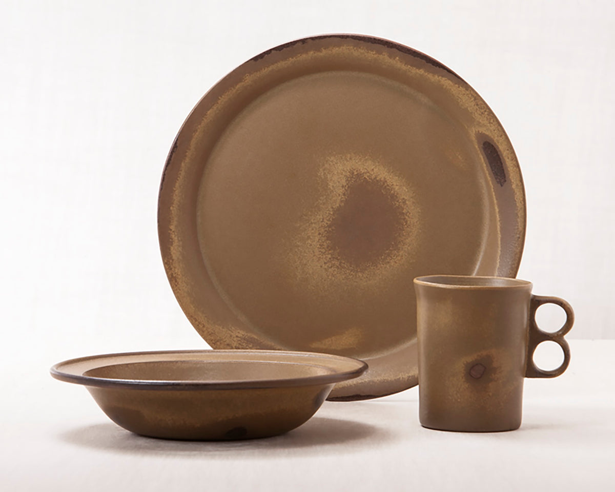 Tavernware dinnerware 3 piece set including our dinner plate, rimmed soup pasta bowl and trigger mug.