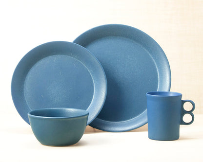 Element Blue dinnerware 4 piece set including our dinner plate, lunch plate, medium basic bowl and trigger mug.